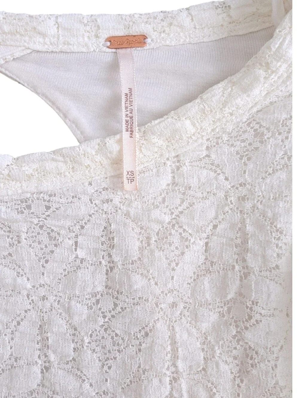 Free People Tea Time Top White Lace Long  Sleeve Cropped Size XS